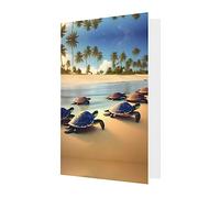 Turtles On The Beach Greeting Cards For All Occasions - Blank Greeting Cards With Envelopes, Holiday Cards 4x6 Inches Red