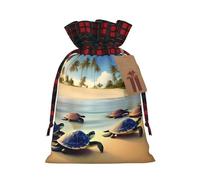 Turtles On The Beach Holiday Printed Drawstring Pouch M For Party Wrapping, Wedding Favor, And Storage