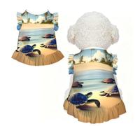 turtles on the beach L Pet Apparel for Small Dogs-Cute Summer Outfit for Puppy, Soft Breathable Pet Clothes for Cat