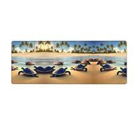 Turtles on The Beach Long and Large Rubber Mouse pad for Office Computers 12x31.5in