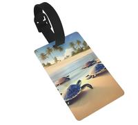 Turtles on The Beach Luggage Tags for Suitcases - Durable PVC ID Tags with Detachable Straps for Travel, Backpack, Golf Bag, Anti-Loss