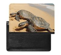 Turtles on The Beach Passport Holder & Travel Wallet Passport Cover Protector Essentials with Credit Card Slots