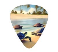 turtles on the beach Patterned Guitar Picks, 12-Piece Set, Suitable for Bass and Electric Guitar Playing, Ideal for Beginners