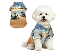 Turtles on the Beach Pet Hawaiian Shirt - Soft Peach Skin Button-Down top, Casual Beach Style Medium