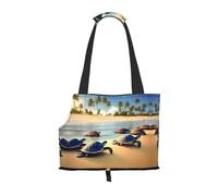 Turtles on The Beach Printed Portable pet Shoulder Bag, Suitable for Small Dogs and Cats, Shopping and Travel Dual-Purpose Bag