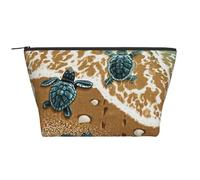 Turtles on the Beach Printed Travel Makeup Bag Trapeze Cosmetic Bag Makeup Case Toiletry Bag Organiser for Women