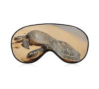 Turtles on The Beach Sleep Mask Light Block-Out Eye Mask for Side Sleeper Pressure-Free Soft Night Blindfold with Adjustable Strap Breathable Sleep Eye Cover for Travel