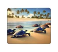 Turtles On The Beach Square Waterproof Non-Slip Rubber Base Mouse Mat for Office Laptop,Laptop Wireless Mouse Home Office Travel 10 X 12 Inch