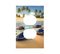 Turtles on the Beach Unbreakable Polycarbonate Switch Plate-Modern 1 Gang Light Cover for Home Office with Matching Screws