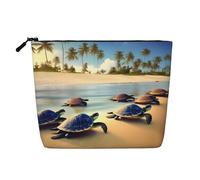 Turtles on The Beach Versatile Travel Toiletry Bag - Fake Hemp Makeup Bag for Multi-use - Cosmetic Accessories Organizer