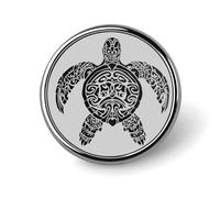 Turtles Polynesian Tattoo Round Brooch Pins Badge Printed Button Tie Lapel Backpack Pin Decoration for Women Men