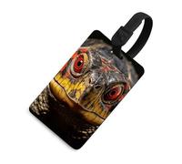 Turtle's Red Eye Luggage Tag for Suitcases TSA Approved with Name Id Card Suitcase Tags Identifiers Black Strap Clear Window Personalized Baggage Tag for Cruise Airport Travel Essentials