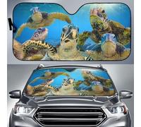 Turtles Swiming Under The Sea Animal Lover Windshield Sun Shade Portable Sun Protection For Windscreen Block Uv Rays Windscreen Cover Universal For Suv Va-Ns Vans M