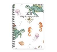 Turtles with Mushroom Houses 2026 Planner A5 To Do List Notebook Daily Journal 2026 Mums Diary Notebook Diary for Family Week To View Monthly Year Planner with Dotted Line Note Page Slim