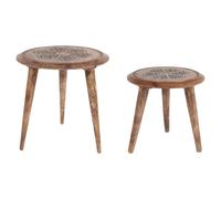 Beliani Set of 2 Side Tables TURUA Mango Wood Brown