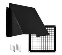 TURvent 150x150mm Outdoor Dryer Vent Cover with Mesh - 6x6 Inch Black Metal Wall Rain Cover - Weatherproof Exhaust Grille for Duct Openings
