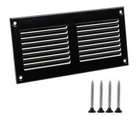 TURvent 200x100mm Vent Cover - 8x4 Inch Black Air Grille for Wall & Ceiling - Metal Ventilation Grille with Insect Mesh - Rectangular Vent Cover for Indoor & Outdoor Use