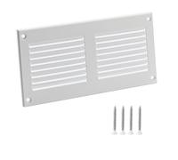 TURvent 200x100mm Vent Cover - 8x4 Inch White Air Grille for Wall & Ceiling - Metal Ventilation Grille with Insect Mesh - Rectangular Vent Cover for Indoor & Outdoor Use