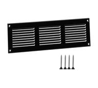TURvent 300x100mm Vent Cover - 12x4 Inch Black Air Grille for Wall & Ceiling - Metal Ventilation Grille with Insect Mesh - Rectangular Vent Cover for Indoor & Outdoor Use