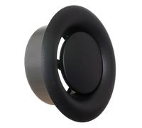 TURvent 4 inch Black/Anthracite Metal Diffuser - 100mm Adjustable Vent for Wall - Ceiling Duct Cover - Exhaust Air Valve - Round Ventilation Covers for Bathroom Kitchen Garage