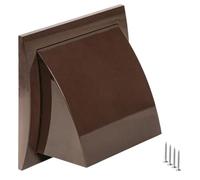 TURvent 4" inch Dryer Vent Cover Outside - ABS Plastic HVAC Air Vents for Exterior Wall - Brown Ventilation Exhaust Grille with Weather Protective Cap and Non-Return Valve