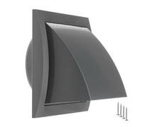 TURvent 4" inch Dryer Vent Cover Outside - ABS Plastic HVAC Air Vents for Exterior Wall - Gray Ventilation Exhaust Grille with Weather Protective Cap and Non-Return Valve