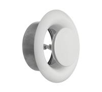 TURvent 4 inch White Metal Diffuser - 100mm Adjustable Vent for Wall - Ceiling Duct Cover - Exhaust Air Valve - Round Ventilation Covers for Bathroom Kitchen Garage