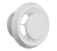 TURvent 4 Inch White Plastic Diffuser with Front Plate - 100mm Adjustable Air Vent for Wall & Ceiling - Universal Air Valve for Exhaust and Supply Ventilation - Round Vent Cover