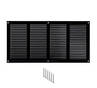 TURvent 400x200mm Vent Cover - Black 16x8 inch Air Grille for Wall and Ceiling - Metal Ventilation Grille with Mesh - Rectangular Ventilation Register - External Dimensions: H 400 mm W x 200 mm