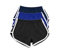 TURWXGSO 3PC Women's Yoga Sport Shorts Elastic High Waist Summer Athletic Workout Loungewear Sweat Shorts Hiking Comfy Running Gym Breathable Quick Dry Fitness Short Pants