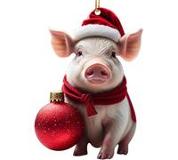 TURWXGSO Baubles Christmas Pendant Acrylic Pig Flat Car Pendant Christmas Tree Ornament Home Accessories for Tree Party Home Office Decoration