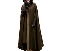 TURWXGSO Cape Coat for Women Medieval Cloak Hooded Cape Poncho Open Front Cardigan Sweater Long Sleeve Knit Cloak Jacket Autumn Winter Warm Casual Boho Vintage Outerwear Coat Overcoat