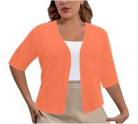 TURWXGSO Cardigans for Women UK Plus Size Half Sleeve Jumper Solid Lightweight Open-Front Cardigan for Dresses Summer Evening Wedding Casual Outwear Ladies Tops 14-22 Clearance