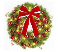 TURWXGSO Christmas Decoration LED Wreath Scene Christmas Wreath For The Front Door Artificial Vintage Red 15.7 In Prelit Artificial for Party
