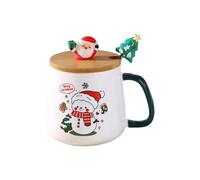TURWXGSO Christmas Decorations Indoor Christmas Mug With Lid Spoon High Value Santa Claus Reindeer Ceramic Cup Decorations for Xmas Tree Balls