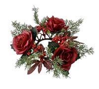 TURWXGSO Christmas Decorations Red Fruit Candlestick Christmas Decoration Ornaments Desktop Candles Aromatherapy Small Wreath Ring for Wedding Birthday Party Decor