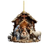 TURWXGSO Christmas Decorations Tree Nativity Ornaments Sublimation Unique Christmas Decor Christ Baby Mary Tree Decoration for Party Home Office Decorations