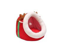TURWXGSO Christmas Red Reindeer Pet Bed Semi Enclosed Kitty Bed Dog Removable and Washable Dog Winter Warm Cats for Holiday Party Festive Season Birthday Decor