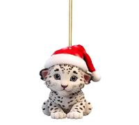TURWXGSO Christmas Seasonal Décor Cute Snow Leopard Baby Christmas Decoration Pendant Snow Leopard Acrylic Home Decoration Car Pendants