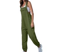 TURWXGSO Dungarees for Women UK Clearance Women's Solid Color Utility Jumpsuit Loose Casual Sleeveless Adjustable Straps & Tapered Ankles Casual Overalls with Zipped Pockets UK Size Summer