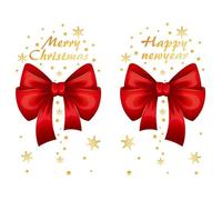 TURWXGSO Figurine Ornaments Christmas Bow Showcase Scene Decoration Shop Glass Sliding Door Stickers for Home Decor DIY Crafts Tree Fall Winter Decor Christmas Tree Decorations