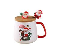 TURWXGSO Hanging Ornaments Christmas Mug With Lid Spoon High Value Santa Claus Reindeer Ceramic Cup Xmas Decorations for Xmas Tree Winter Party Supplies