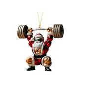 TURWXGSO Holiday Decor Christmas Decorations Ornaments Big Christmas Tree Ornaments for Coworkers Tree Two Pendant Decoration Double Print Fitness Muscle Santa