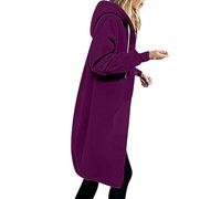 TURWXGSO Hoodies for Women UK Long Casual Zip Up Sweatshirt Comfy Hooded Jackets Plus Size Fleece Lined Jackets Pullover Lightweight Tops with Pockets Loungewear Outerwear Autumn Winter