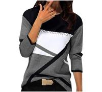 TURWXGSO Jumpers for Women UK Geometric Print Women'S Knit Sweater Lightweight Crew Neck Long Sleeve Tops Printed Pullover Tunic Shirts Fall Casual Sweatshirt Blouse Regular-Fit S-XXL