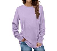 TURWXGSO Jumpers for Women UK Long Sleeve Crew Neck Pullover Tops Solid Colour Thin Sweater Loose Casual Top for Layering Fall Winter Base Layer Thermal Sweatshirt Size S-3XL