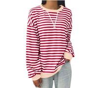 TURWXGSO Ladies Jumpers Tops Casual Crewneck Long Sleeve Pullover Tops Color Block Striped Sweatshirt Fashion Oversized Hoodie Ladies T -Shirts Winter Autumn Warm Top Daily