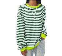 TURWXGSO Ladies Jumpers Tops Casual Crewneck Long Sleeve Pullover Tops Color Block Striped Sweatshirt Fashion Oversized Hoodie Ladies T -Shirts Winter Autumn Warm Top Daily