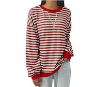 TURWXGSO Ladies Jumpers Tops Casual Crewneck Long Sleeve Pullover Tops Color Block Striped Sweatshirt Fashion Oversized Hoodie Ladies T -Shirts Winter Autumn Warm Top Daily