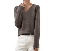 TURWXGSO Ladies Jumpers V Neck Long Sleeve Knitted Sweater Plain Pullover Tops Casual Loose Jumper Breathable Lightweight Sweaters Athletic Sweatshirt Comfy Work Tops